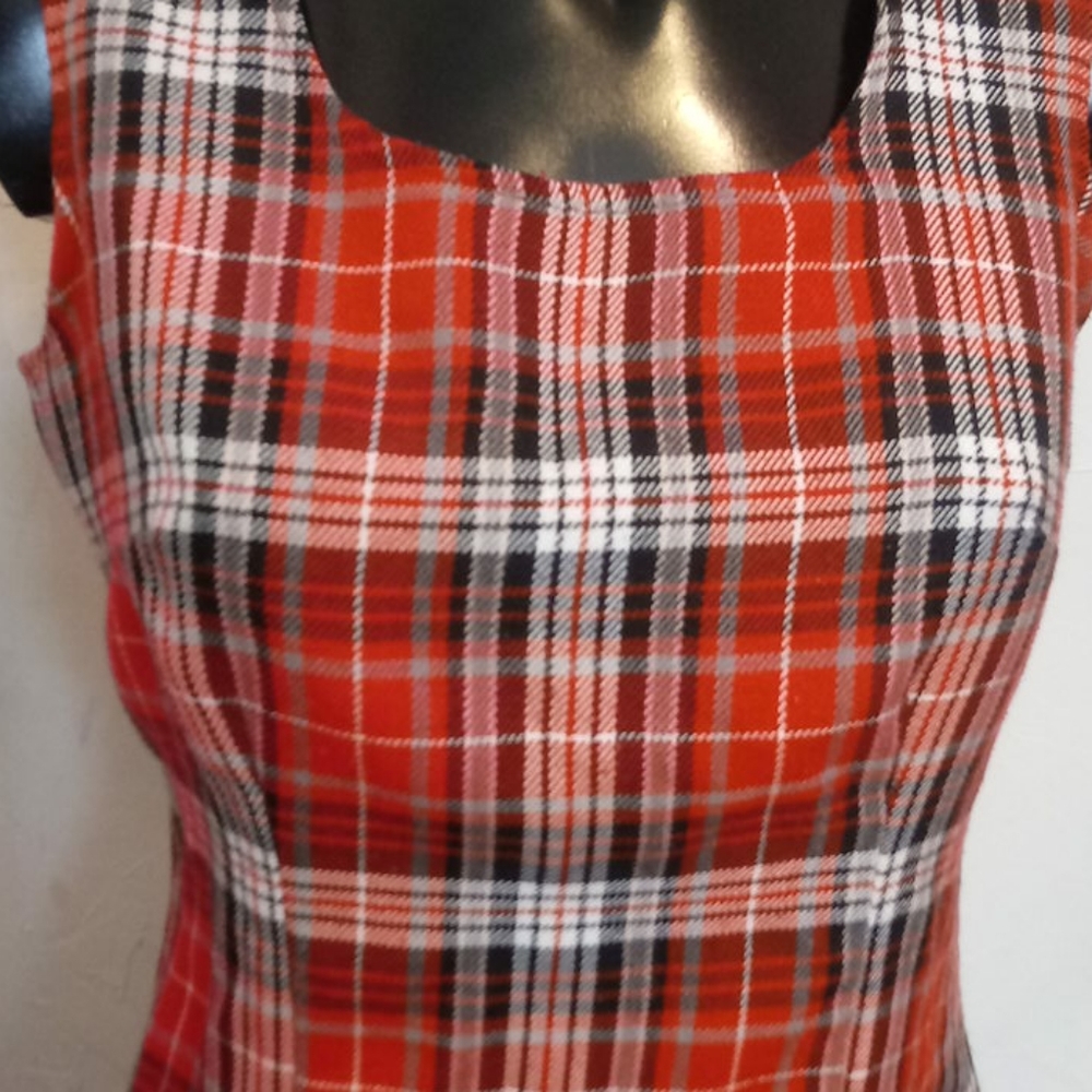 Vintage Y2K 90's School Girl Red Plaid Grunge Mini Jumper Dress sz XS S - Picture 3 of 8
